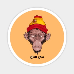 Chill Out ( Drawing For A Monkey With A Spanish Flag ) ( Español ) Magnet